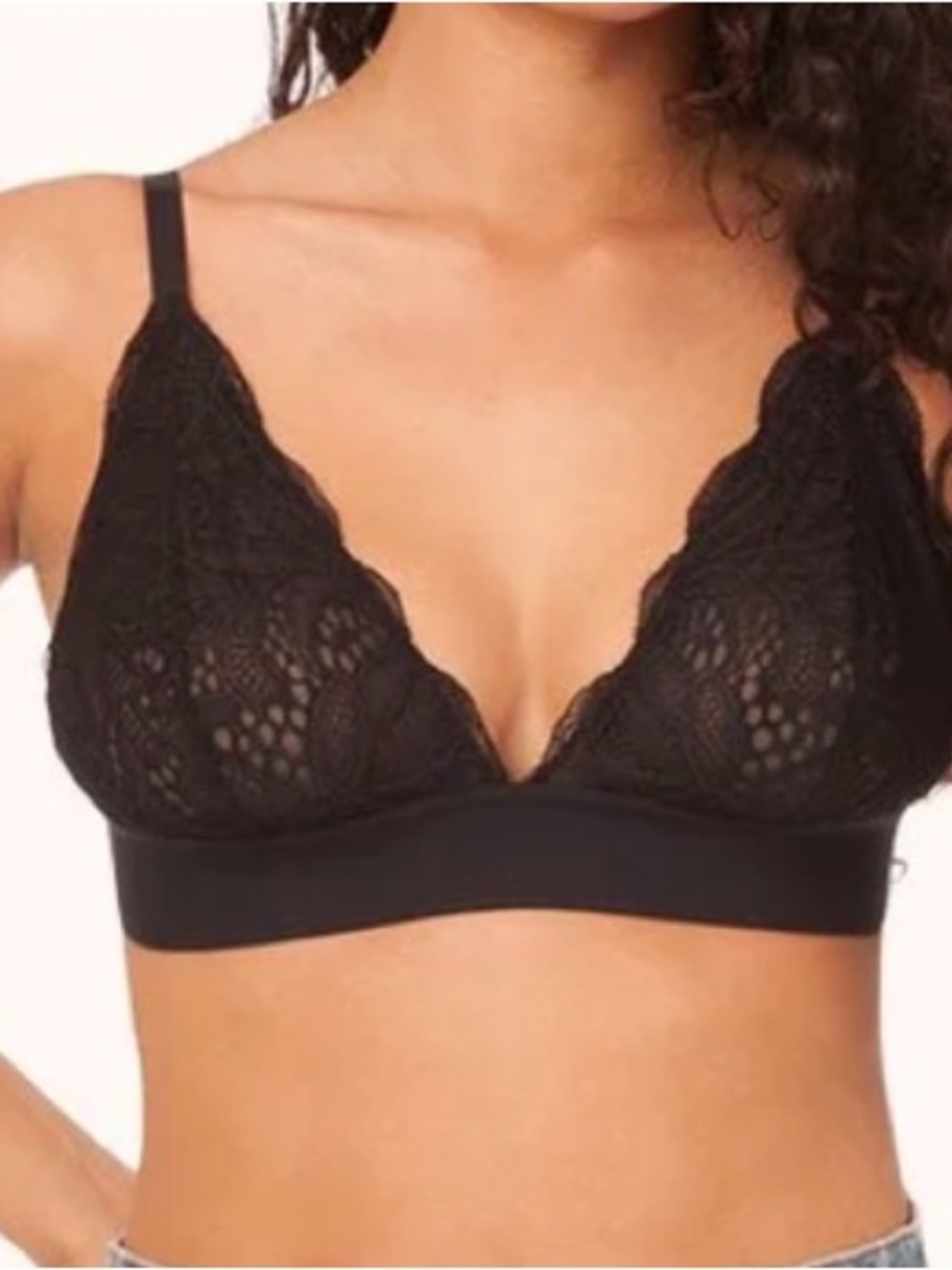 Lively black Lace Bralette Unlined Adjustable Straps